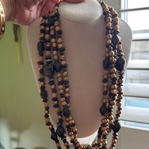 Elegant Multi-Strand Brown Beaded Necklace